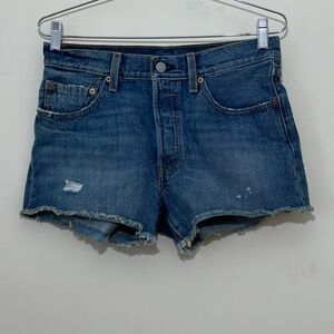 Levi’s 501 Distressed Denim Shorts Women’s Size 26 Blue High Rise